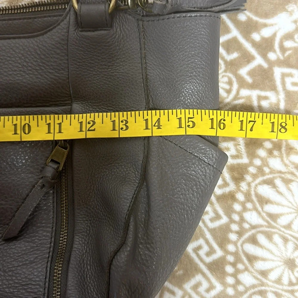 The Sak Grey 100% Leather Pebbled Double Handle Purse Handbag Some Pink Lining - Picture 13 of 16